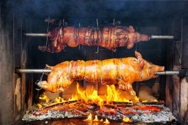 cochon de lait à la broche